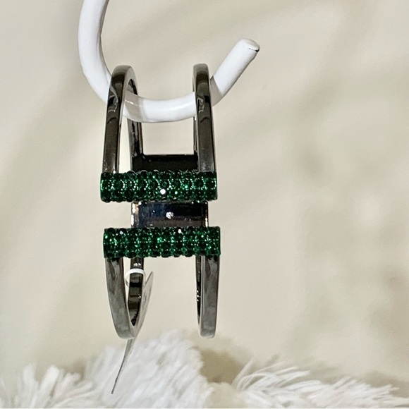 NWT Alfani hematite tone colored pave double row cuff bracelet 💍💎💕 - Picture 3 of 7